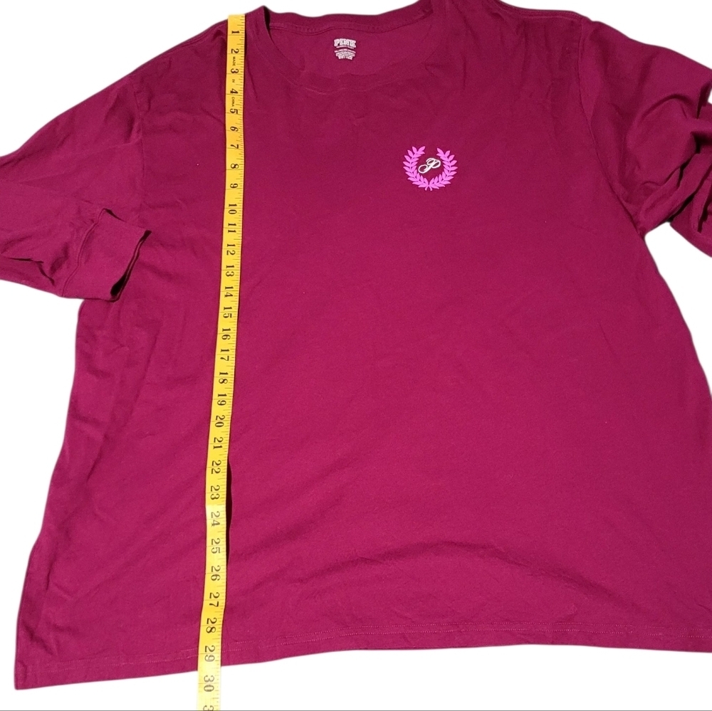 PINK Victorias Secret Vivid Magenta Oversized Long Sleeve Campus Tee XXL - Picture 8 of 10
